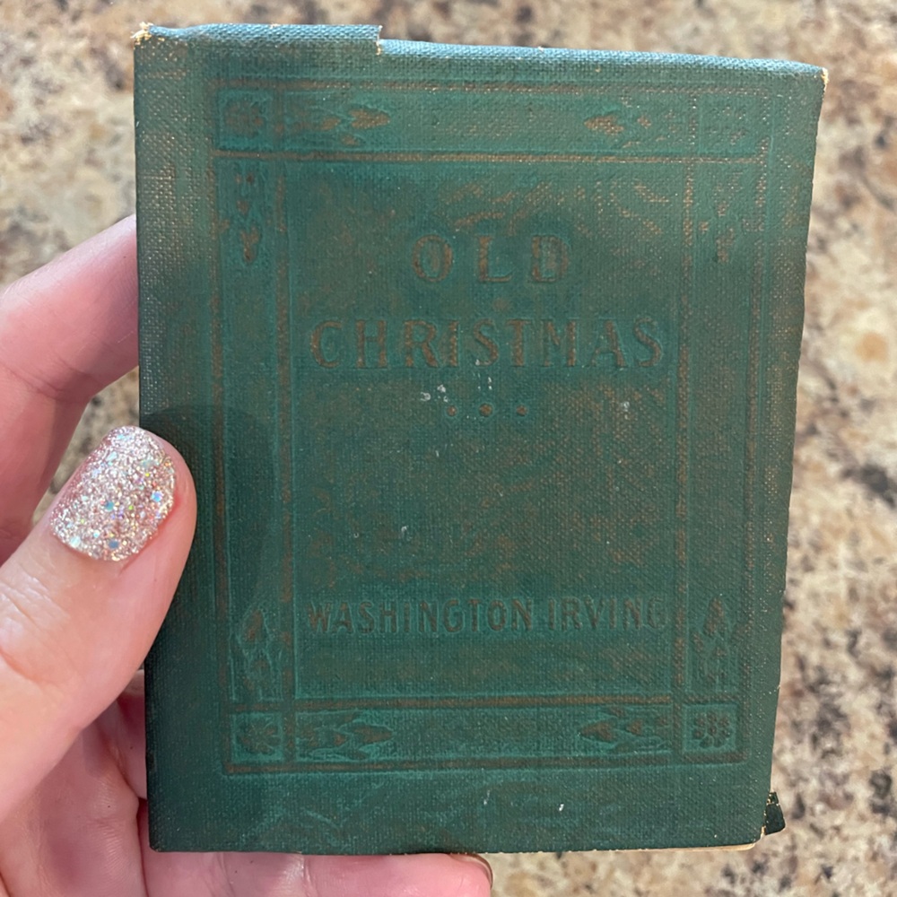 Antique Little Leather Library Book- Old Christmas
